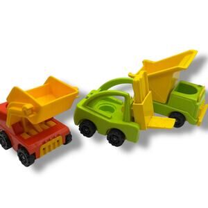 Lot of Vintage Fisher-price little people accessories - x3 construction trucks
